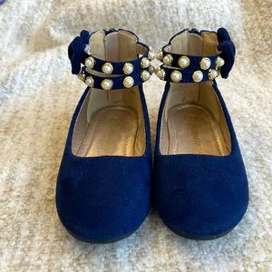 Navy suede toddler girl dress shoes
